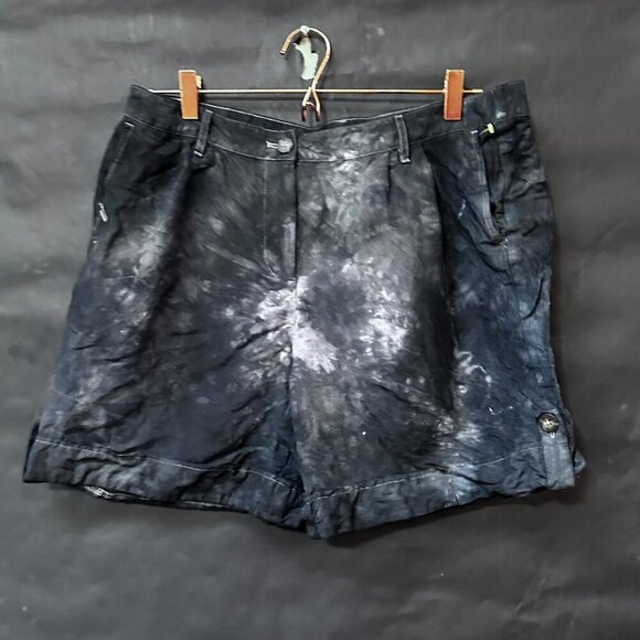 J. Jill Crew Shorts Tie Dyed Cotton Black Tied Dyed Blue Size 12  J.Jill - Picture 1 of 7